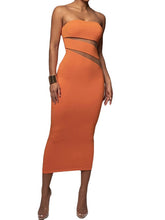 Women's Party Dress Bodycon Sexy Dress Midi Dress Black Orange Brown Sleeveless Pure Color Cut Out Summer Spring Fall Strapless Fashion Wedding Guest Vacation Summer Dress